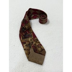 GUESS America‎ Tradition Golf Tie Novelty Silk Necktie Burgundy Tan